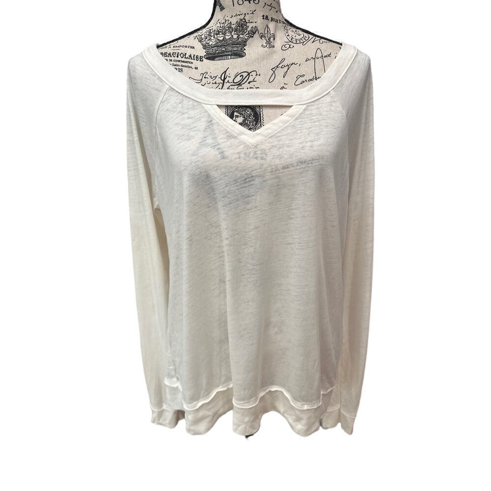 Chaser Revolve White Long Sleeve Burnout Open Back Top Shirt Women’s Small